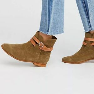 FREE PEOPLE Jeffrey Campbell Lincoln Ankle Boots Khaki / Tan Combo 6.5M